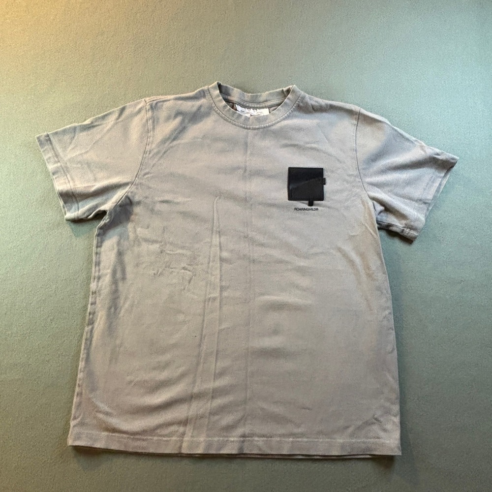 Roaringwild Heavyweight Graphic T Shirt Mens Medium Gray Architectural Boxy Tee